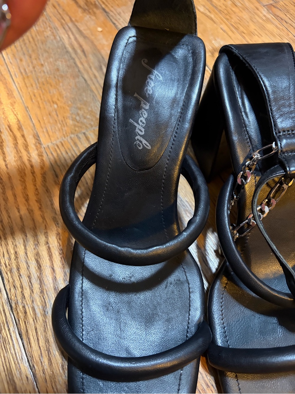 Black Free People Parker Chain Heels size 37.5 EU or 7.5 US - Picture 3 of 11